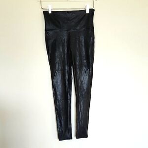 SPANX Black Shiny Faux Leather Leggings